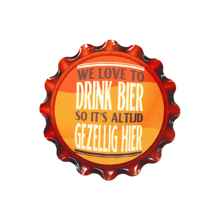 Sous-verre jaune rouge ours We Love To Drink 11cm