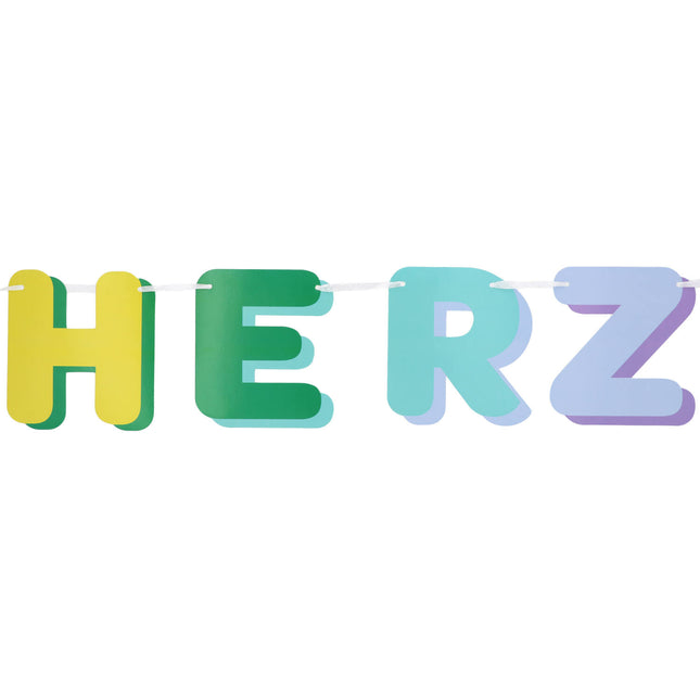 Guirlande de lettres colorées Herzlich Willkommen 2.6m