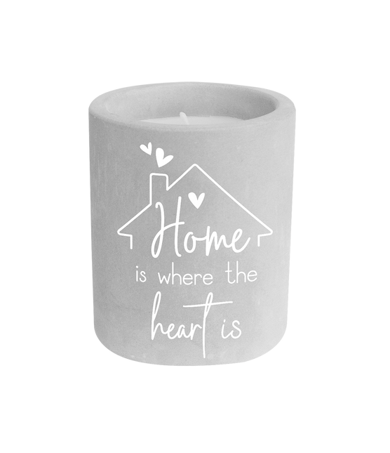 Bougie en ciment gris Home Is Where The Heart Is 8cm