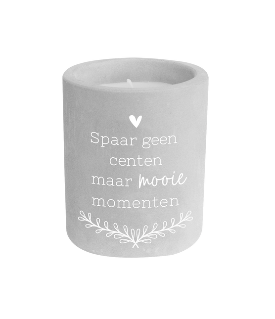 Bougie en ciment gris Save No Cents 8cm