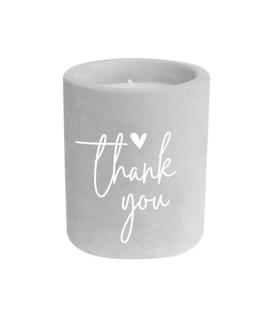 Bougie en ciment gris Thak You 8cm