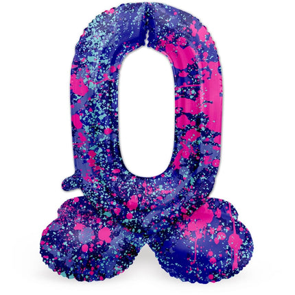 Cijfer Ballon 0 Jaar Spetters Met Standaard Leeg 72cm van Folat koop je bij Partywinkel