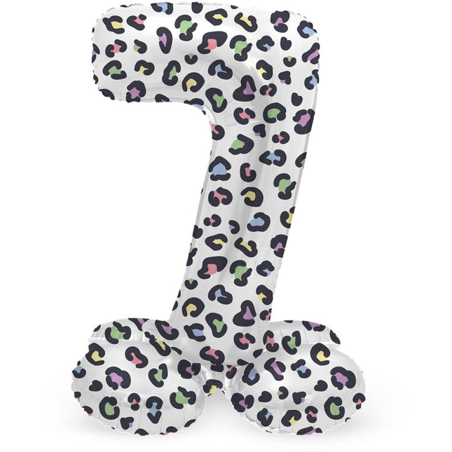 Cijfer Ballon 7 Jaar Panter Met Standaard Leeg 72cm van Folat koop je bij Partywinkel