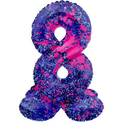 Cijfer Ballon 8 Jaar Spetters Met Standaard Leeg 72cm van Folat koop je bij Partywinkel