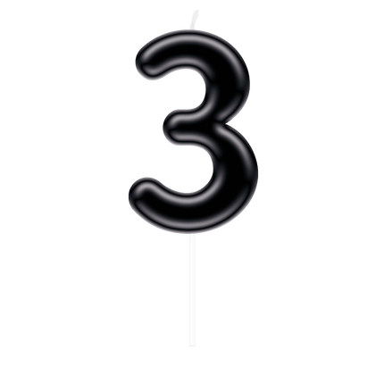 Cijfer Kaars 3 Zwart van Paper Dreams koop je bij Partywinkel