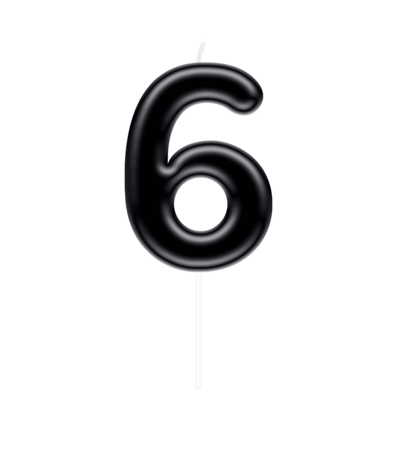 Cijfer Kaars 6 Zwart van Paper Dreams koop je bij Partywinkel