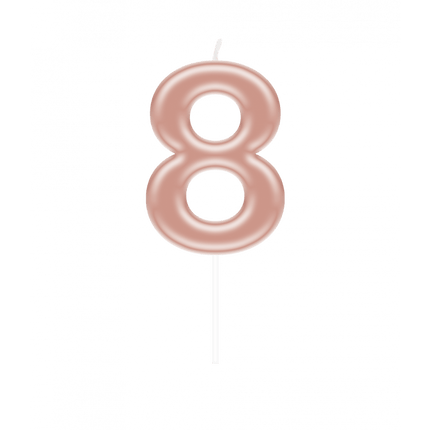 Cijfer Kaars 8 Rose Goud van Paper Dreams koop je bij Partywinkel