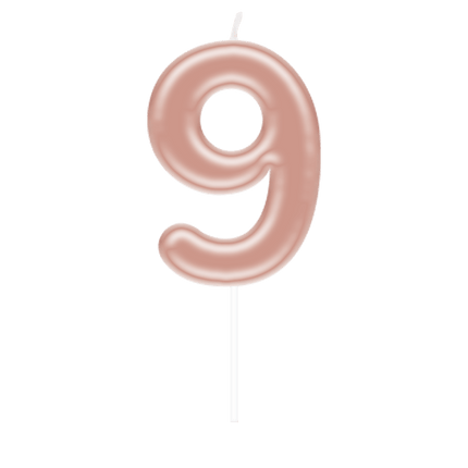 Cijfer Kaars 9 Rose Goud van Paper Dreams koop je bij Partywinkel