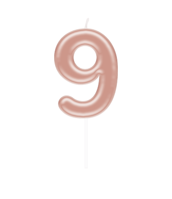 Cijfer Kaars 9 Rose Goud van Paper Dreams koop je bij Partywinkel