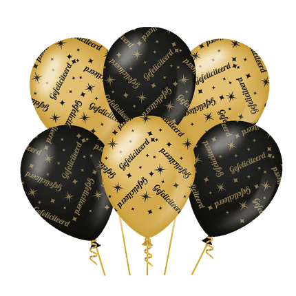 Ballons de félicitations Noir or 30cm 6pcs