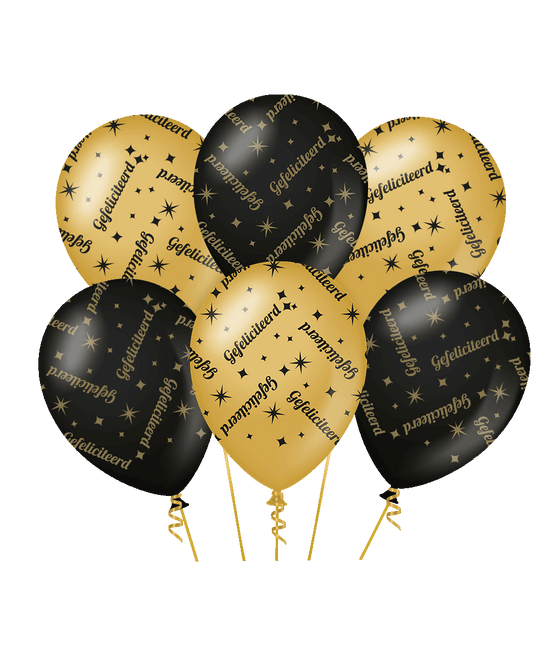 Ballons de félicitations Noir or 30cm 6pcs