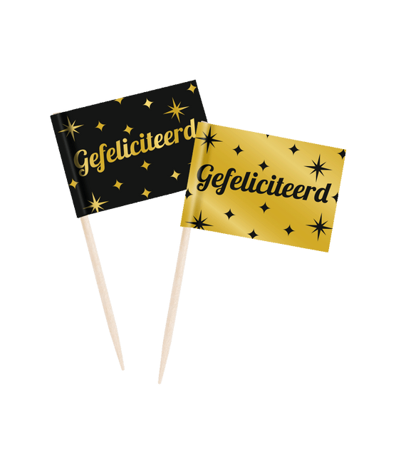Pique-cadeaux de félicitations Noir doré 6.5cm 50pcs