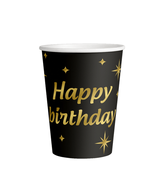 Coupes Happy Birthday Noir Or 9cm 8pcs
