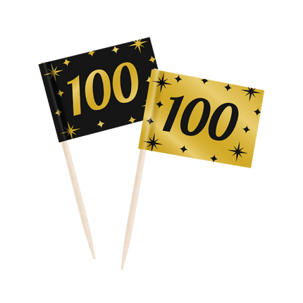 Cocktailprikkers 100 Jaar 6,5cm 50st van Paper Dreams koop je bij Partywinkel