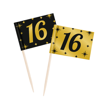 Cocktailprikkers 16 Jaar 6,5cm 50st van Paper Dreams koop je bij Partywinkel