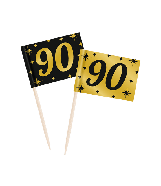 Cocktailprikkers 90 Jaar 6,5cm 50st van Paper Dreams koop je bij Partywinkel