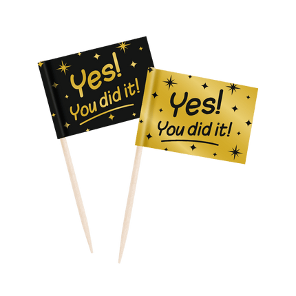 Cocktailprikkers You Did It 6,5cm 50st van Paper Dreams koop je bij Partywinkel