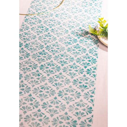 Chemin de table bleu Baroque 5m