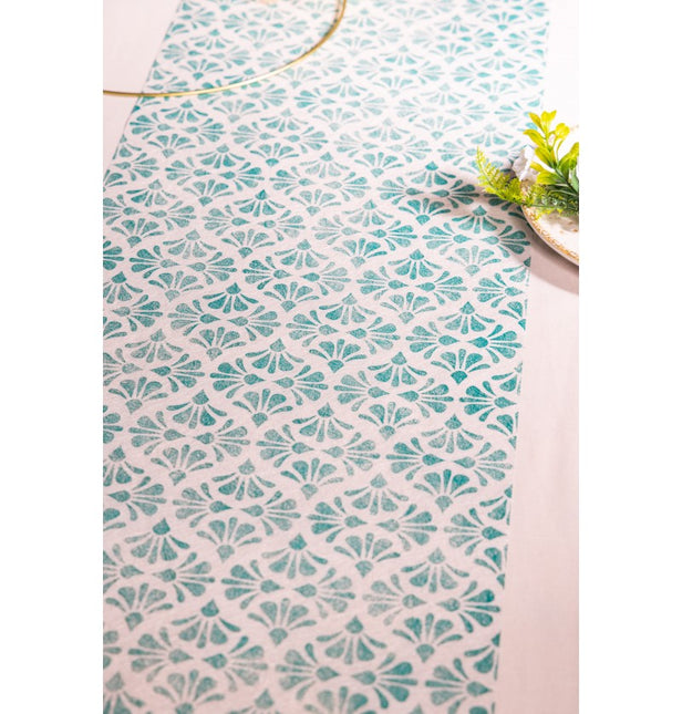 Chemin de table bleu Baroque 5m