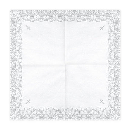 Communie Servetten Kruis Zilver 33cm 20st van Partydeco koop je bij Partywinkel