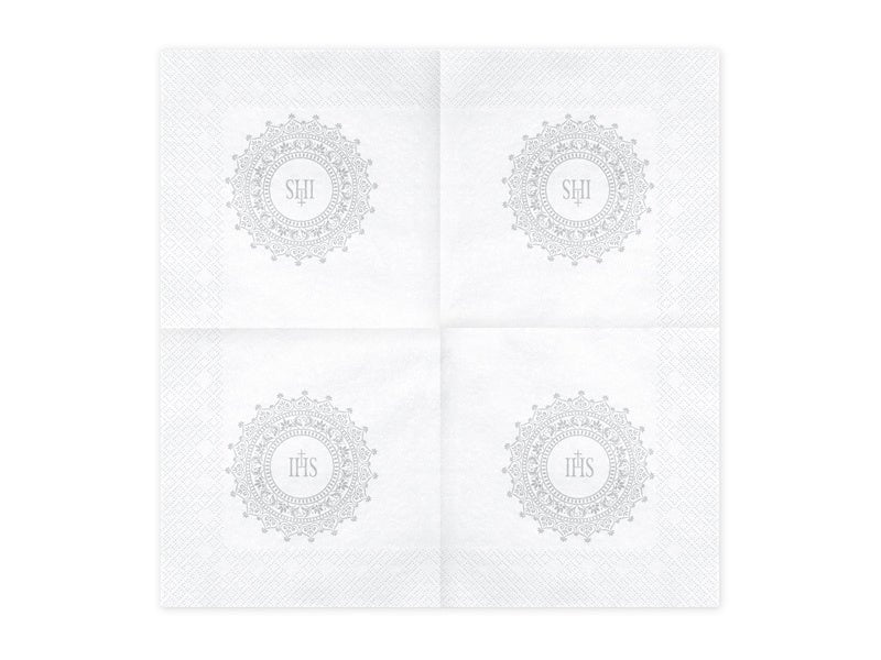 Communie Servetten Zilver 33cm 20st van Partydeco koop je bij Partywinkel