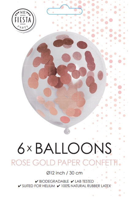 Confetti Ballonnen Rose Goud 12cm 6st van WeFiesta koop je bij Partywinkel