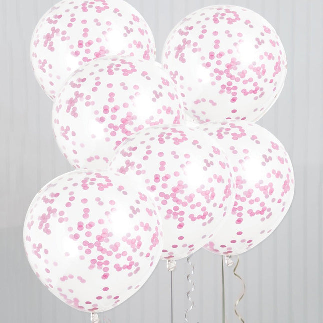 Confetti Ballonnen Roze 40cm 6st van Unique koop je bij Partywinkel