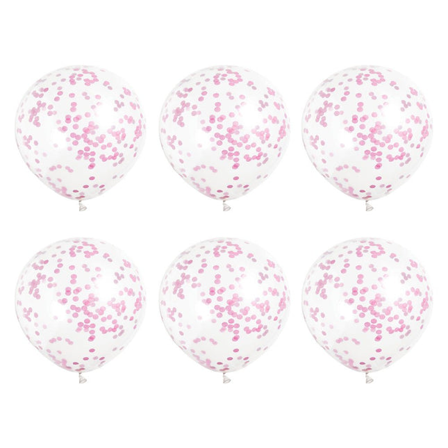 Confetti Ballonnen Roze 40cm 6st van Unique koop je bij Partywinkel