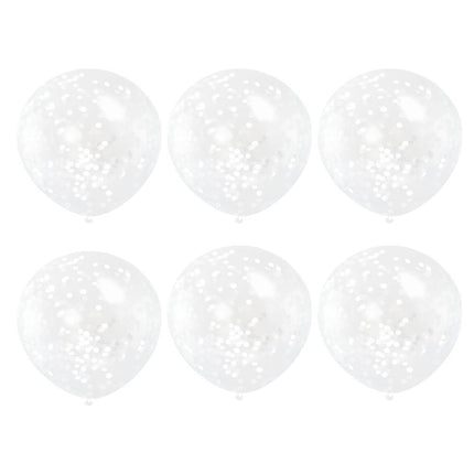 Confetti Ballonnen Wit 30,5cm 6st van Unique koop je bij Partywinkel