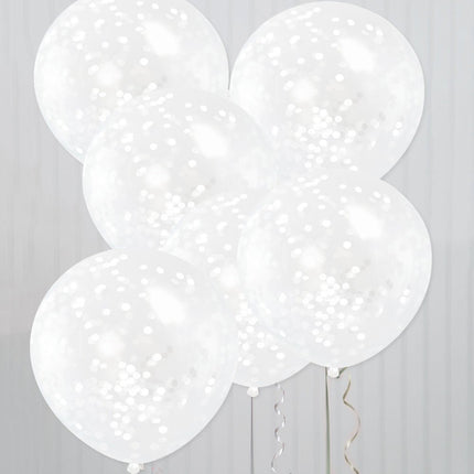 Confetti Ballonnen Wit 30,5cm 6st van Unique koop je bij Partywinkel