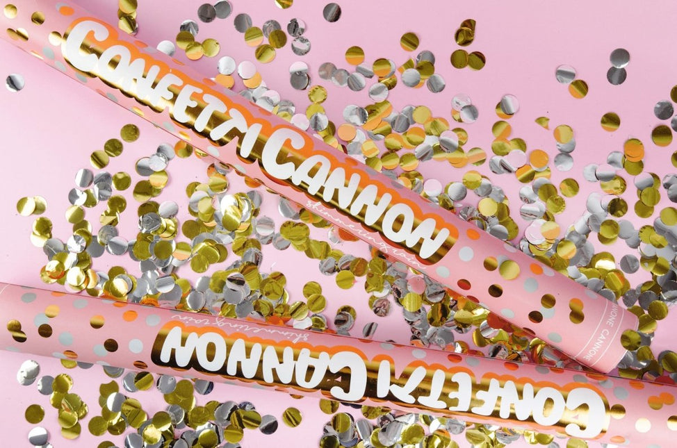 Confetti Kanon Goud Zilver 40cm van Partydeco koop je bij Partywinkel