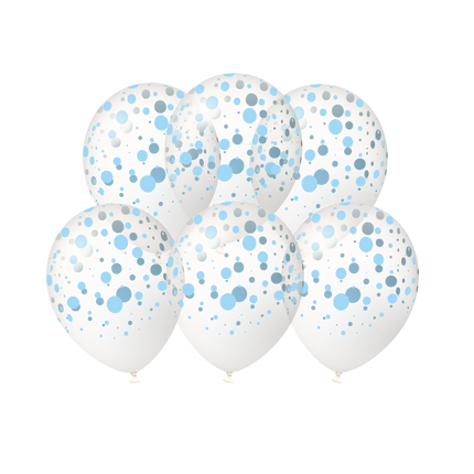 Ballons bleus à pois, 30 cm, lot de 6