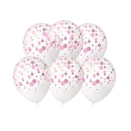 Ballons rose pâle à pois, 30 cm, lot de 6