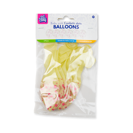Ballons rose pâle à pois, 30 cm, lot de 6