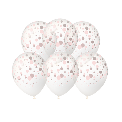 Ballons rose doré à pois, 30 cm, lot de 6