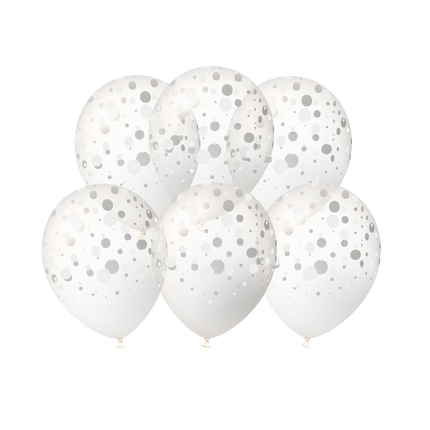 Ballons argentés à pois, 30 cm, lot de 6