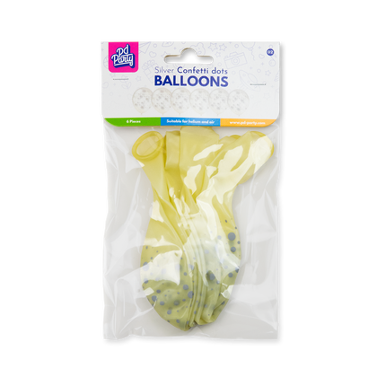 Ballons argentés à pois, 30 cm, lot de 6