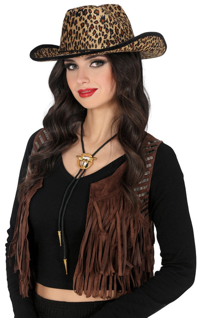 Cowboy Hoed Bruin Beige Luipaard van Fiestas Guirca koop je bij Partywinkel