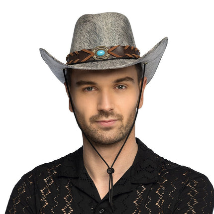 Cowboy Hoed Bruin Grijs Western van Boland koop je bij Partywinkel