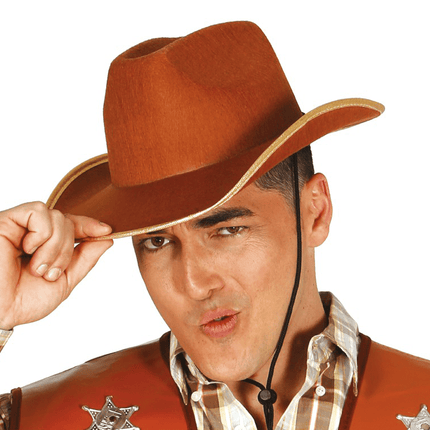 Cowboy Hoed Bruin Oranje van Fiestas Guirca koop je bij Partywinkel