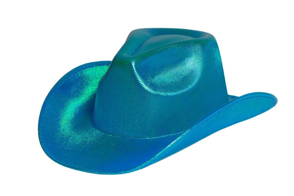 Cowboy Hoed Shiny Turquoise van Partychimp koop je bij Partywinkel