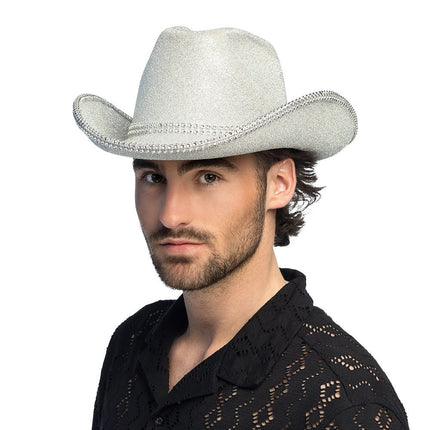 Cowboy Hoed Zilver Glitters van Boland koop je bij Partywinkel