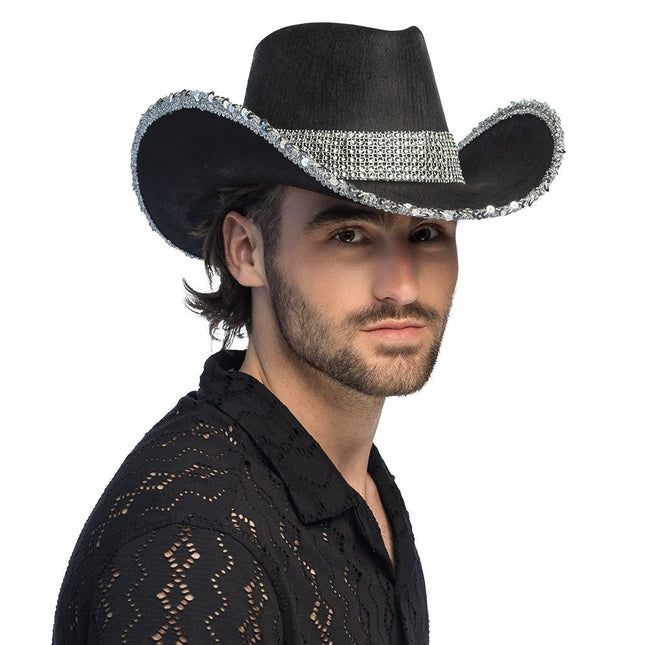 Cowboy Hoed Zwart Glitters van Boland koop je bij Partywinkel