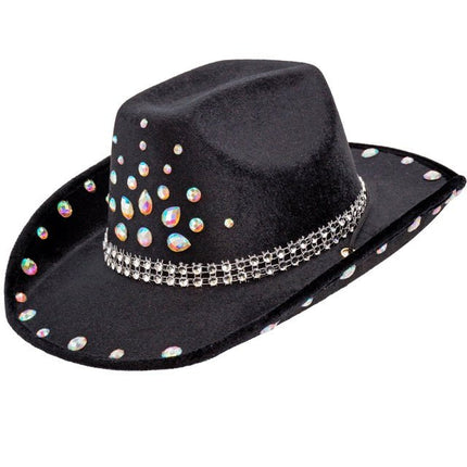 Cowboyhoed Zwart Met Diamanten van Widmann koop je bij Partywinkel