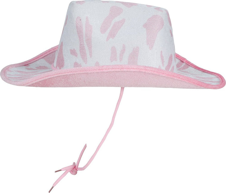 Cowgirl Hoed Wit Roze Koeien Print van Fiestas Guirca koop je bij Partywinkel
