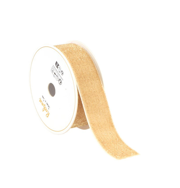 RUBAN DE VELOURS CRÈME SCINTILLANT 25 MM X 3 M