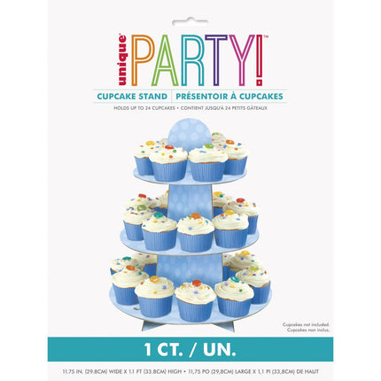 Cupcake Etagere Stippen Blauw 34cm van Unique koop je bij Partywinkel