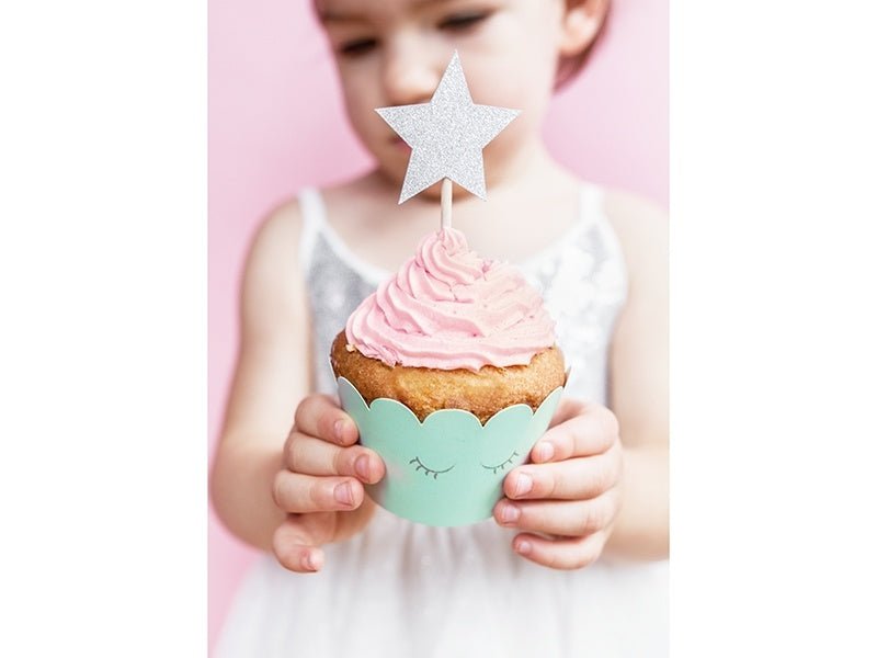 Cupcake Toppers Ster Zilver 6st van Partydeco koop je bij Partywinkel