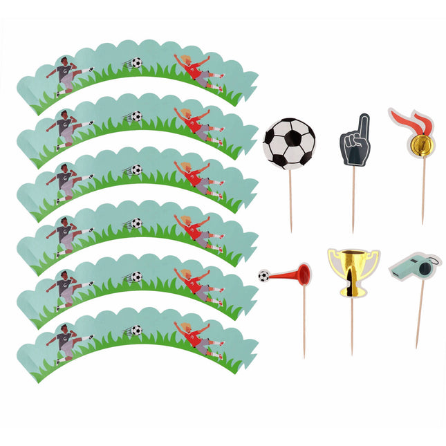 Garnitures de cupcake de football 6pcs