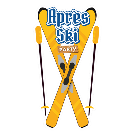 Plaque de porte bleue jaune Apres Ski 90cm